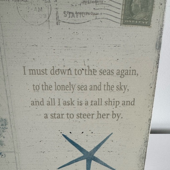 Set Coastal Postcard Style Shabby Chic Beachy Wooden Pictures (2) - Picture 5 of 8